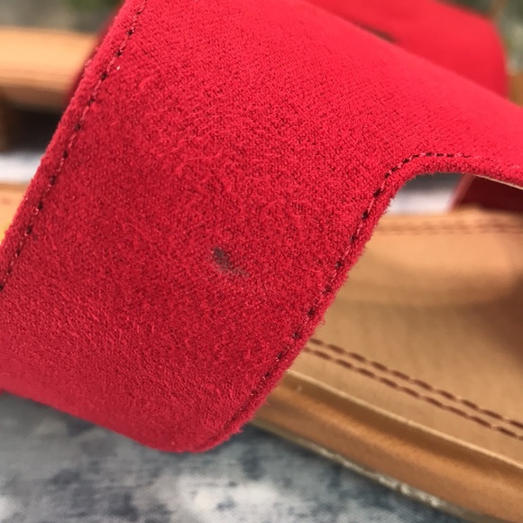 Rampage Isora Red Micro Suede Material H-Band Sandals 1” Heels WMS 7.5M❤️VGUC❤️ - Picture 7 of 9